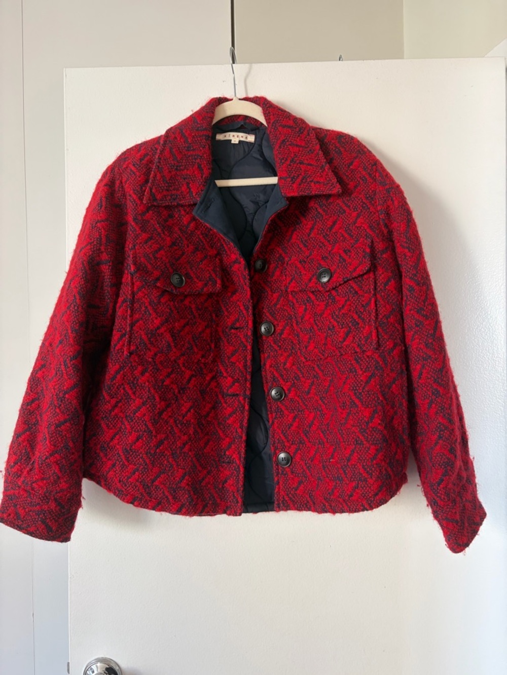 XiRENA Red & Navy Wool Quilted Jacket